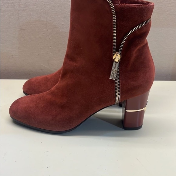 MARINO FABIANI MADE IN ITALY Elegant Suede Ankle Boots - Rust Red - Picture 5 of 10